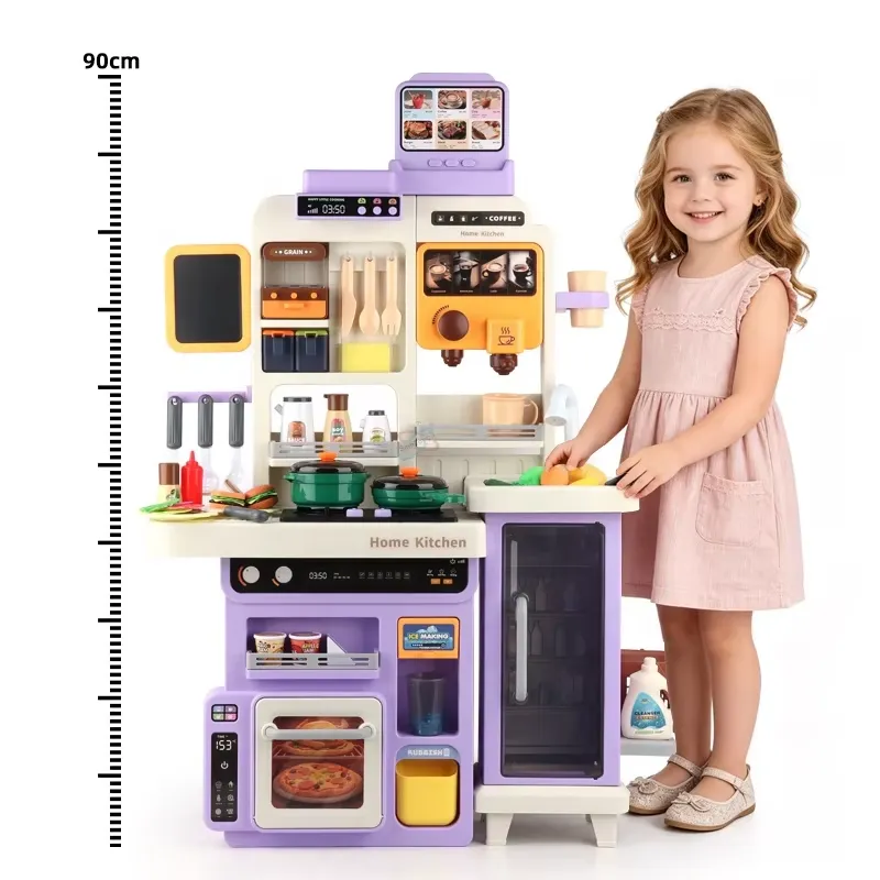 90cm 대형 어린이용 가상 주방놀이 세트 (조명, 소 - Kids Toys Kitchen 리뷰 및 가격