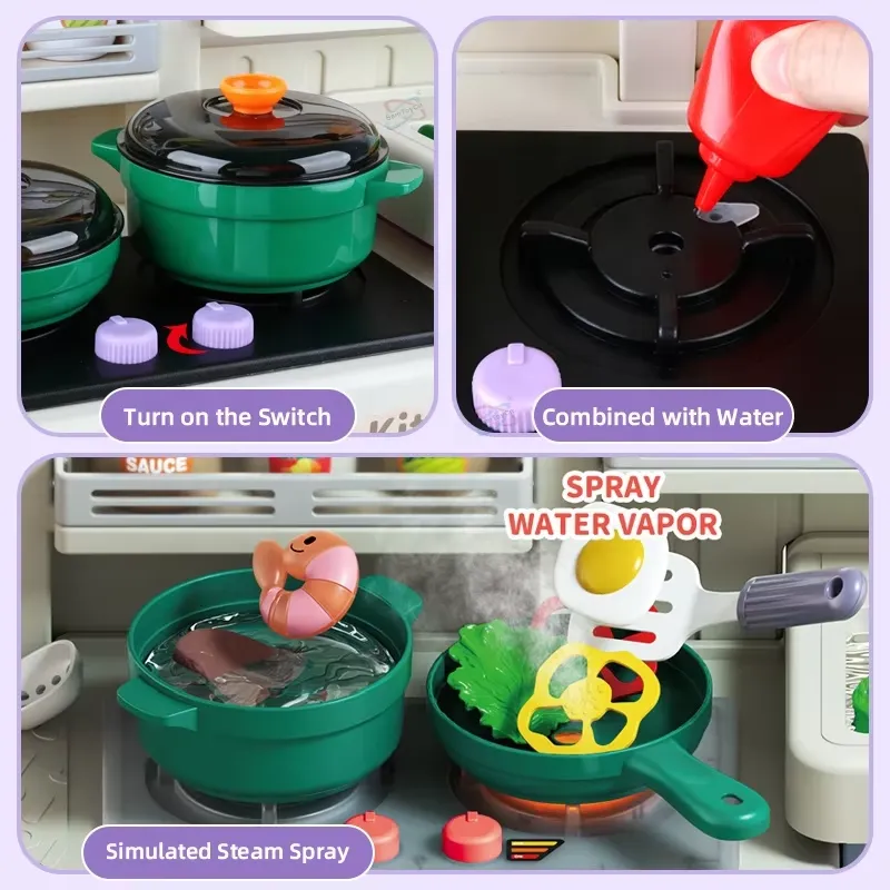90cm 대형 어린이용 가상 주방놀이 세트 (조명, 소 - Kids Toys Kitchen 리뷰 및 가격