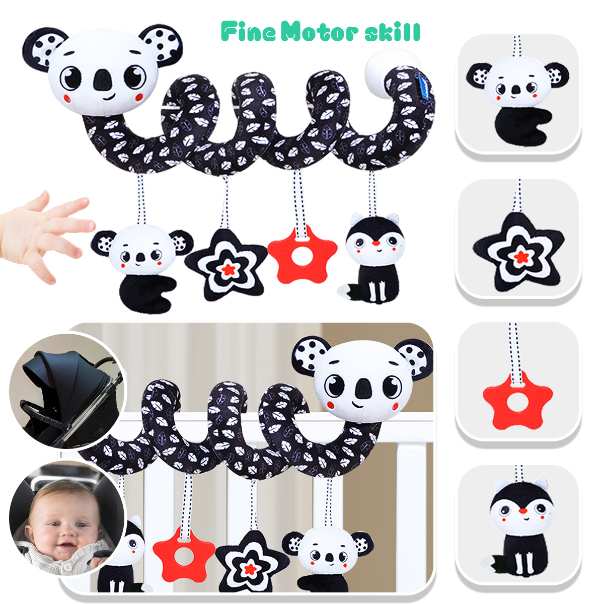 나선형 플러시 장난감, 흑백 유모차 카시트 장난감, 아 - Kids Toys New Born 리뷰 및 가격