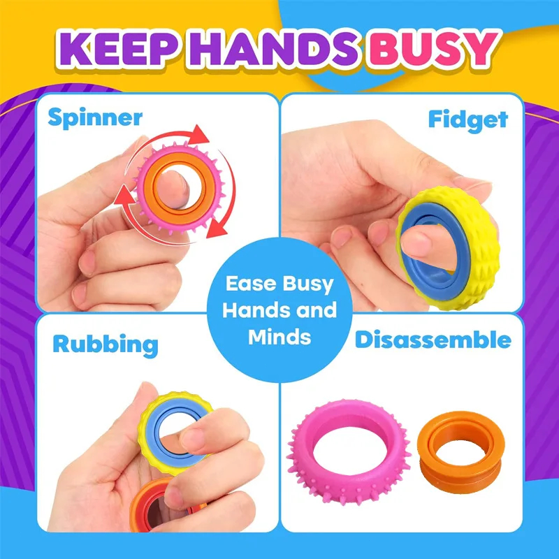6PCS 감각 장난감 어린이를위한 피젯 링 손가락 스피 - Kids Quiet Toys 리뷰 및 가격